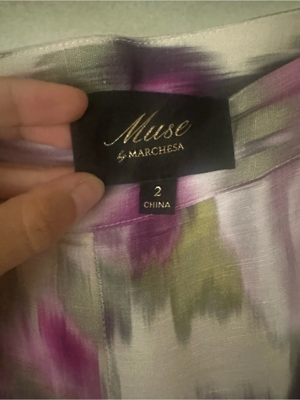 Marchesa Floral Watercolor Camisole in Purple and Olive matching trousers set